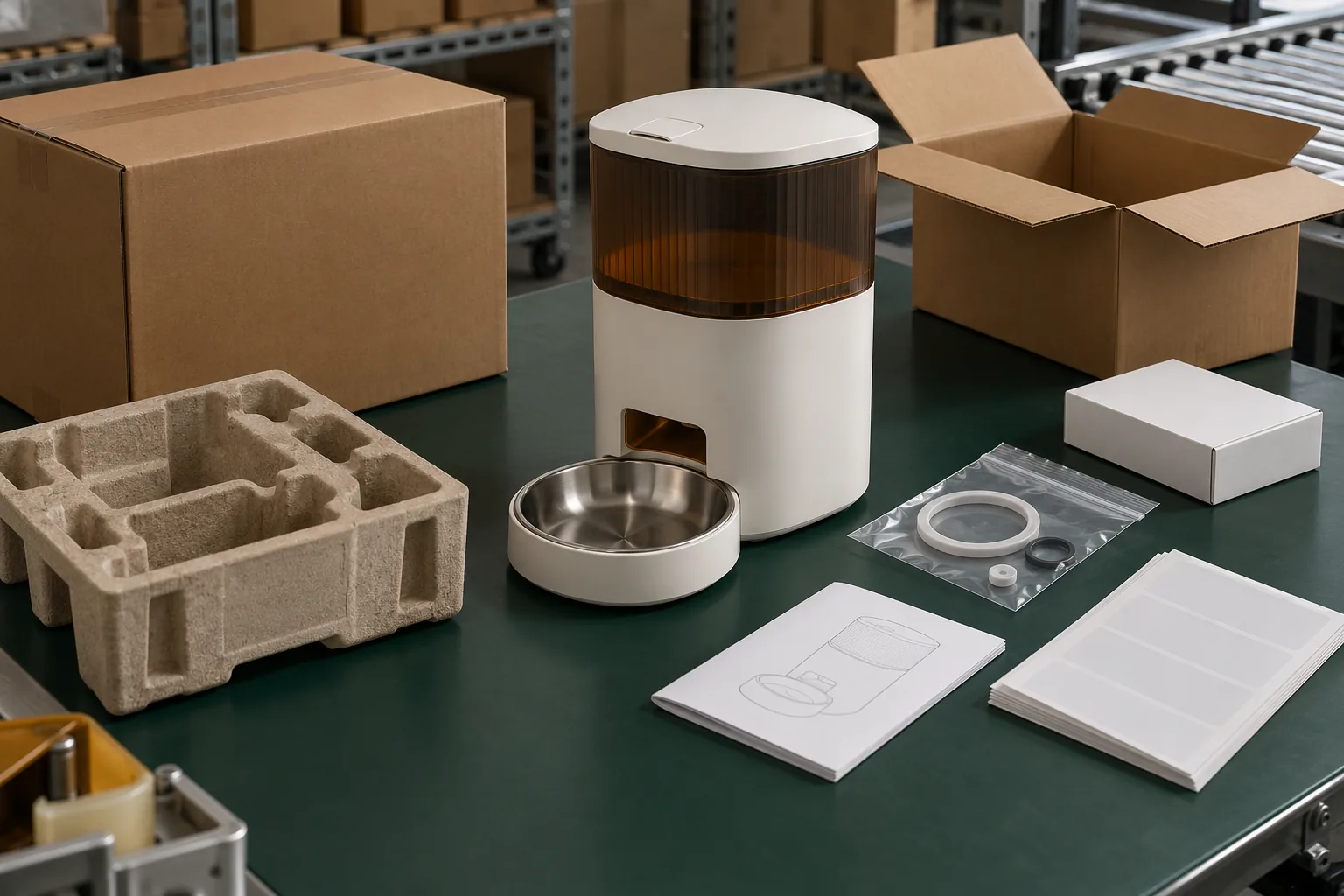 Human stone packaging and fulfillment desk